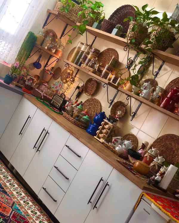 مدل آشپزخانه ساده و شیک ایرانی (جذاب و بدون کابینت)