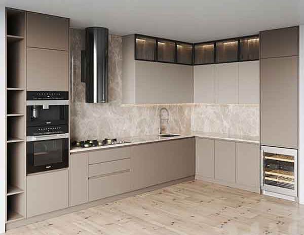 مدل آشپزخانه بدون اپن جدید با دکوراسیونی لاکچری و کابینت های شیک