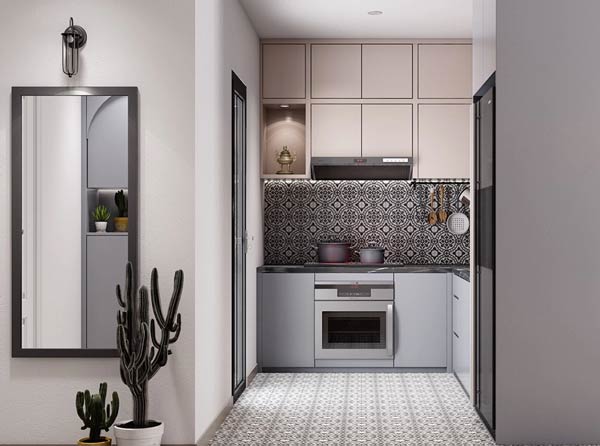 مدل آشپزخانه بدون اپن جدید با دکوراسیونی لاکچری و کابینت های شیک
