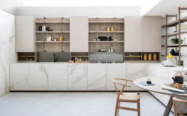 مدل آشپزخانه بدون اپن جدید با دکوراسیونی لاکچری و کابینت های شیک