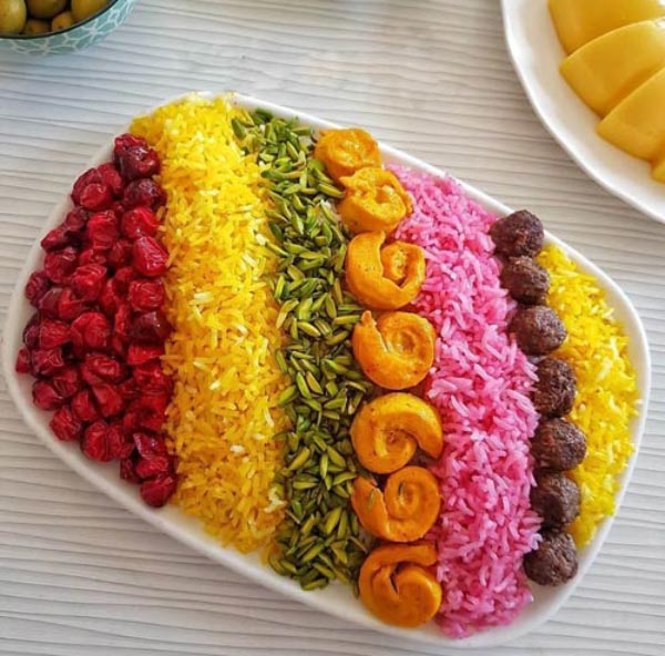 تزیین برنج با زرشک و زعفران با ایده های ساده بسیار زیبا