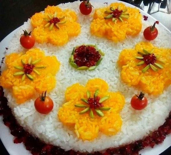 تزیین برنج با زرشک و زعفران با ایده های ساده بسیار زیبا