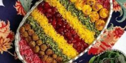 تزیین برنج با زعفران و زرشک به صورت قالبی زیبا و متفاوت