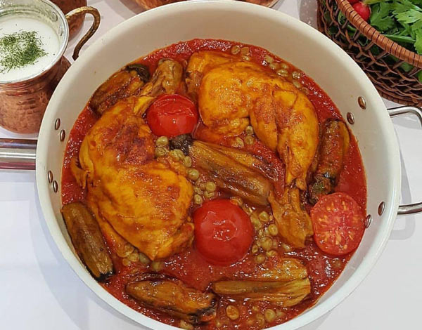 تزیین خورشت مرغ مجلسی با ایده های ساده و خلاقانه