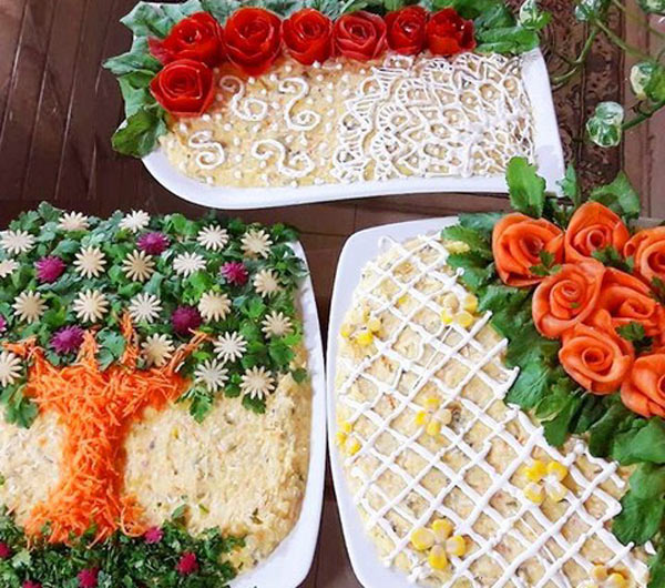 تزیین سالاد الویه با ایده های زیبا برای جشن و مهمانی ها