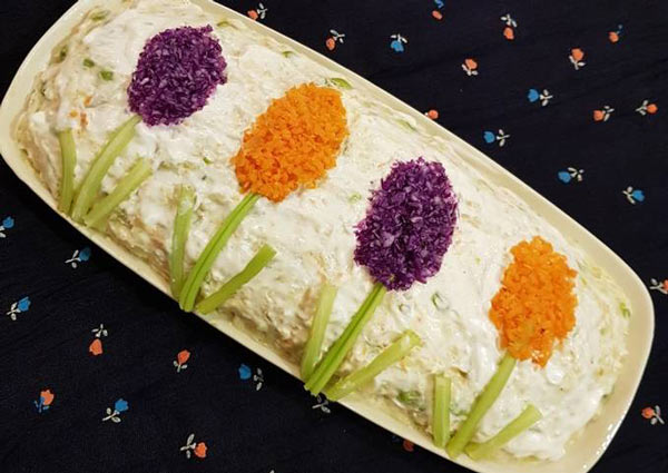تزیین سالاد الویه با ایده های زیبا برای جشن و مهمانی ها