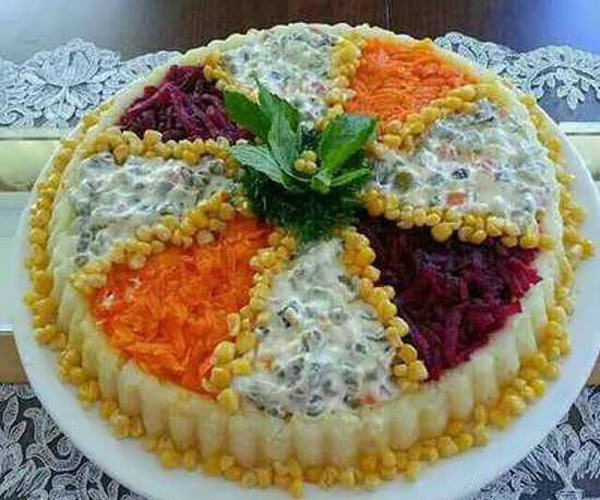 تزیین سالاد الویه با ایده های زیبا برای جشن و مهمانی ها