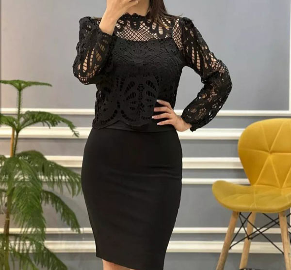 مدل لباس گیپور دو تکه مجلسی بسیار شیک دخترانه و زنانه