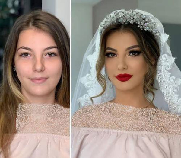 مدل آرایش عروس قبل و بعد شیک و خاص خانومانه مناسب هر فرم صورت