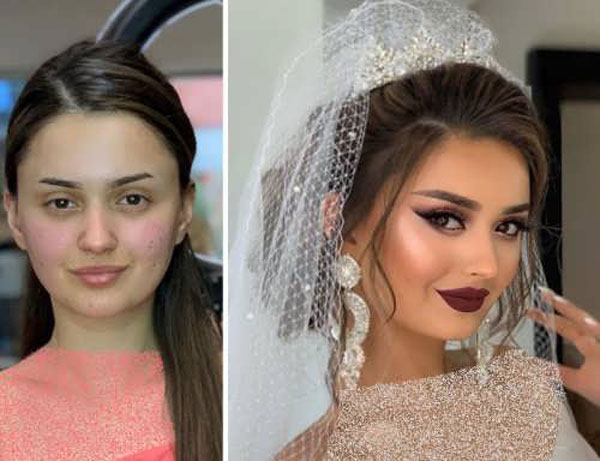 مدل آرایش عروس قبل و بعد شیک و خاص خانومانه مناسب هر فرم صورت
