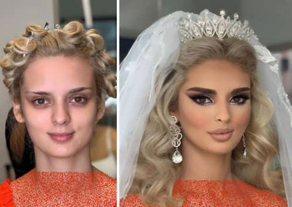 مدل آرایش عروس قبل و بعد شیک و خاص خانومانه مناسب هر فرم صورت