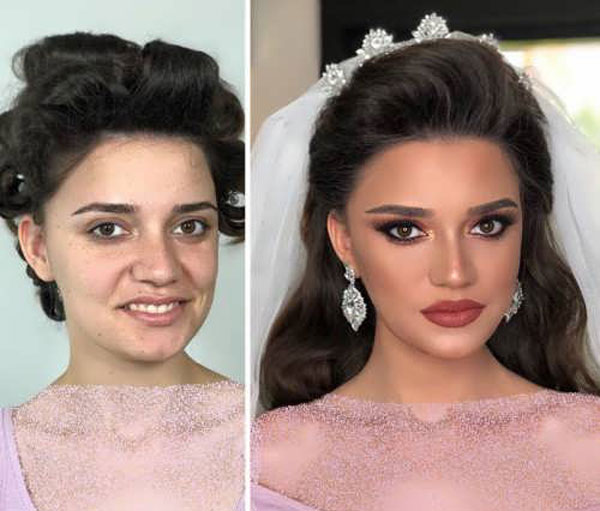 مدل آرایش عروس قبل و بعد شیک و خاص خانومانه مناسب هر فرم صورت