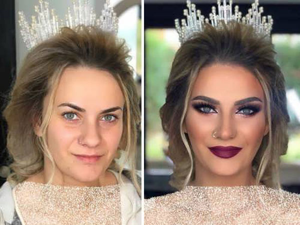 مدل آرایش عروس قبل و بعد شیک و خاص خانومانه مناسب هر فرم صورت