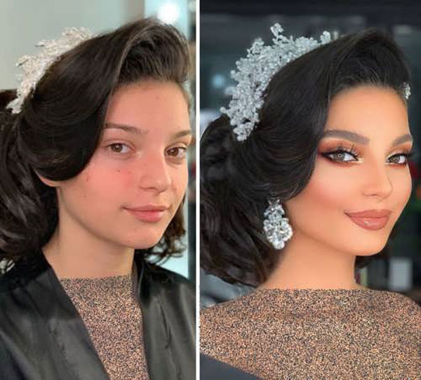 مدل آرایش عروس قبل و بعد شیک و خاص خانومانه مناسب هر فرم صورت