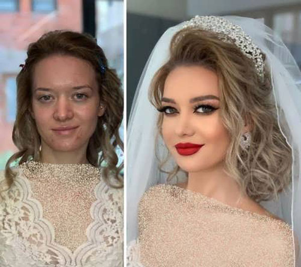 مدل آرایش عروس قبل و بعد شیک و خاص خانومانه مناسب هر فرم صورت