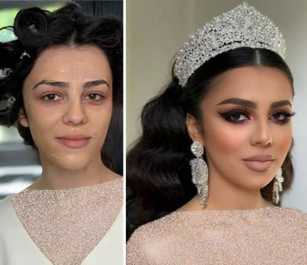 مدل آرایش عروس قبل و بعد شیک و خاص خانومانه مناسب هر فرم صورت