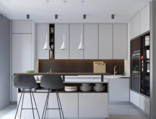 مدل کابینت های گلاس بسیار شیک با رنگ سفید و طوسی