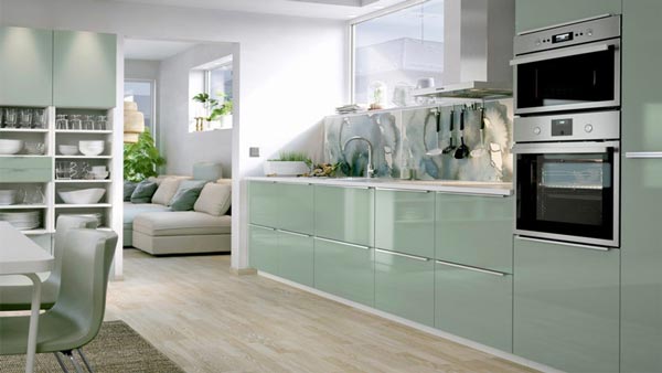 مدل کابینت های گلاس بسیار شیک با رنگ سفید و طوسی
