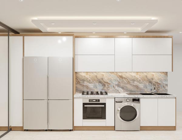 مدل کابینت های گلاس بسیار شیک با رنگ سفید و طوسی