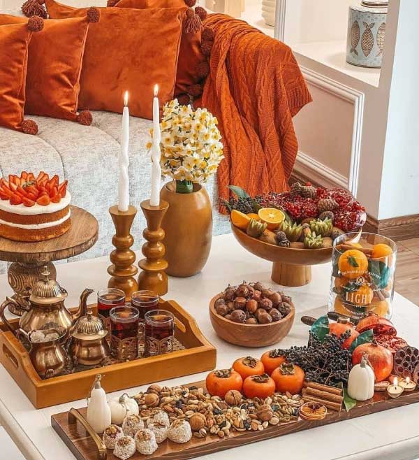 تزیین سفره شب یلدا لاکچری با هنر میوه آرایی بسیار زیبا و خاص