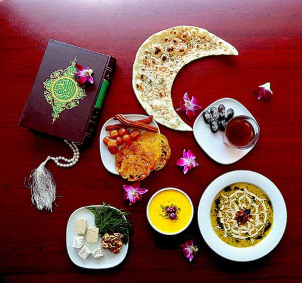 سفره افطار ساده با چیدمان بسیار زیبا برای ماه مبارک رمضان